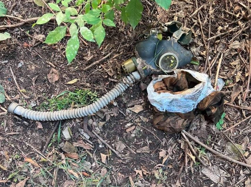 A gas mask, thought to have been used to torture a victim, was also discovered