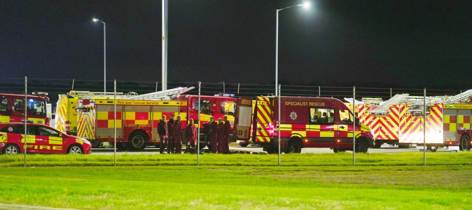 Emergency services pictured at the scene