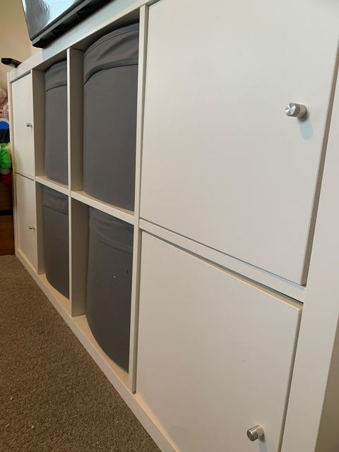 She's also a big fan of the Ikea Kallax storage system and its removable inserts