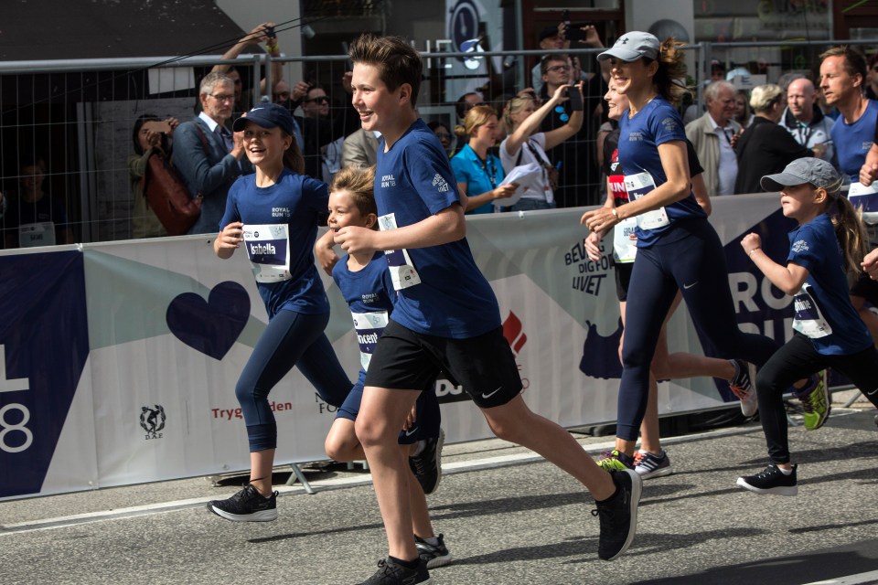 The royal kids and their mother Princess Mary participating in the Royal Run in 2018