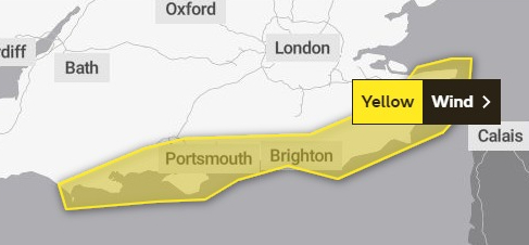 A second warning covers the South coast tomorrow