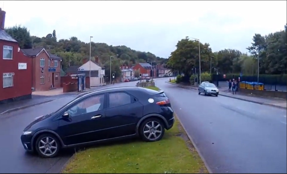 The Civic's airbags go off and the Fabia ends up way across the road