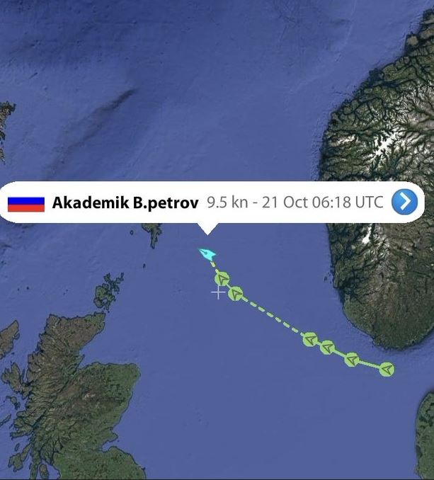 It has diverted to the north of Scotland after a mysterious passage near Norwegian oil fields