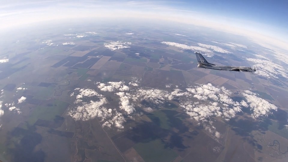 Russia's Tu-95MS strategic bomber during exercises held by the country's strategic nuclear forces