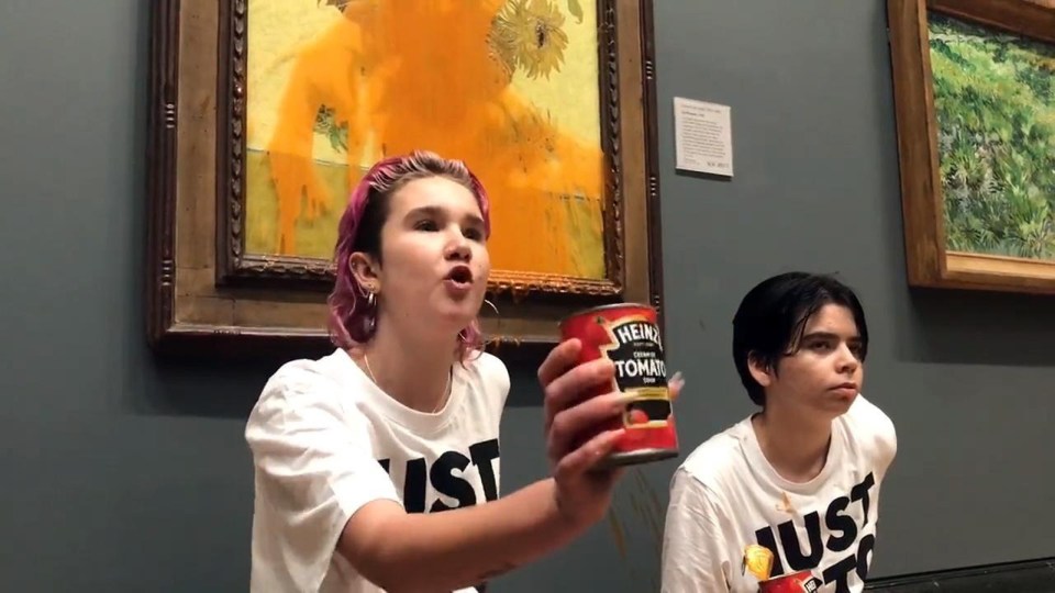 Earlier this month protestors hurled soup at Van Gogh’s masterpiece Sunflowers in the National Gallery