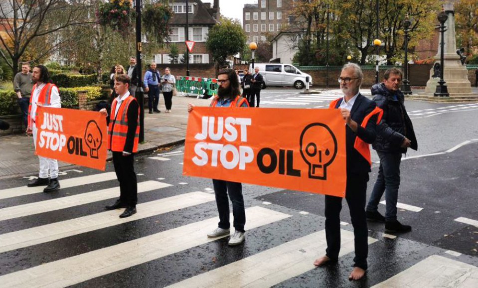 The mob stop traffic on Abbey Road in London