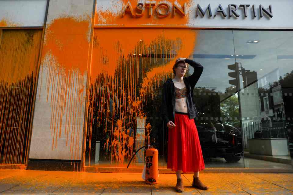 Protestors spray-painted an Aston Martin showroom saying they were 'doing it to protect the next generations of humanity'