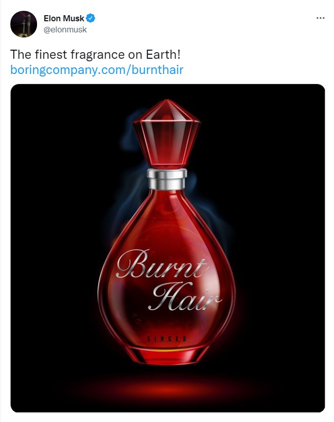 Elon Musk called his new perfume Burnt Hair 'The finest fragrance on Earth'