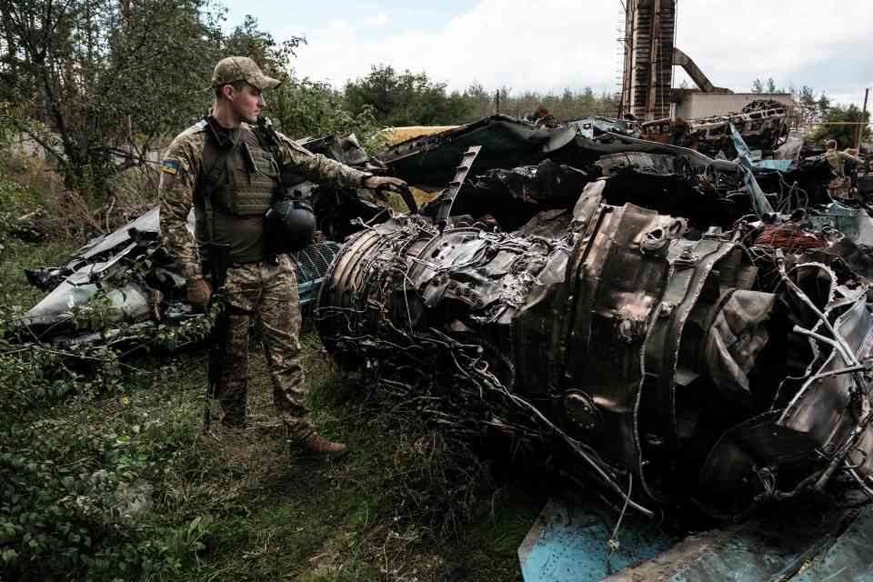 The remains of a shot down Russian warplane