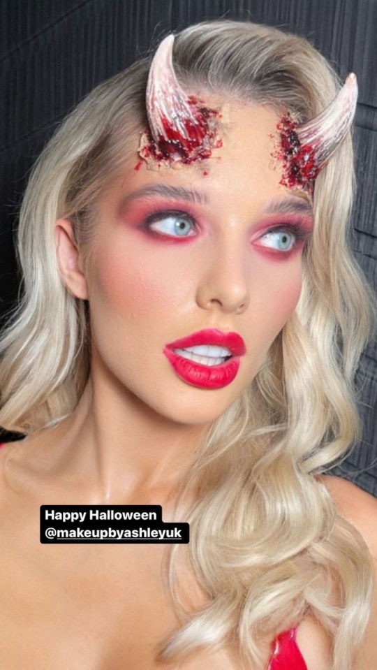 She gave fans a close-up of her spooky make-up