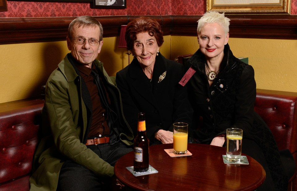 June Brown as Dot Cotton with Linda Davidson and Tom Watt reunited in 2018