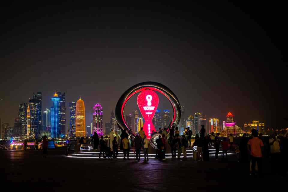 The FIFA World Cup countdown clock in Doha.