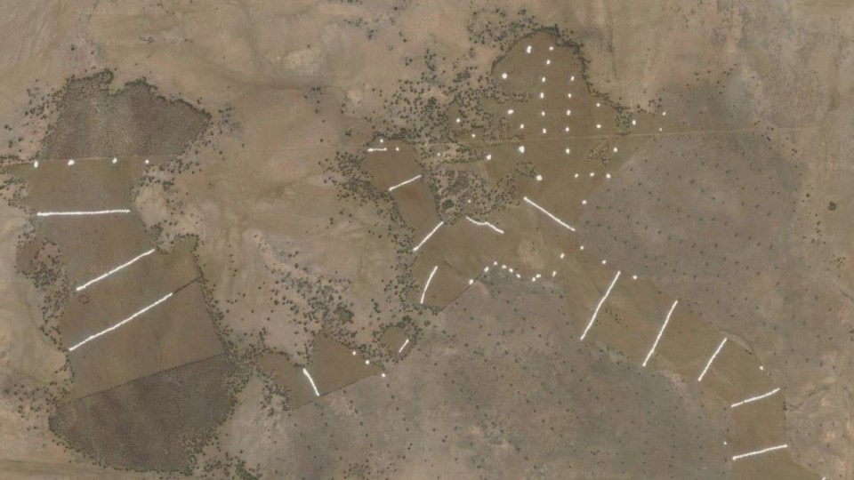 The strange dots and markings were spotted in outback Australia