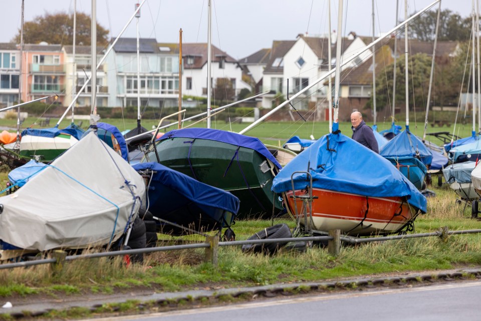 Boats were also overturned at Mudeford Quay in Dorset this morning