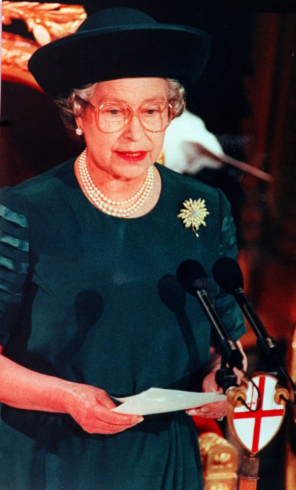 Queen Elizabeth II gave a speech in the Guildhall to mark the 40th anniversary of her accession to the throne and branded 1992 her ‘Annus Horribilis’