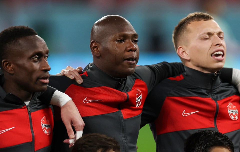 The national anthem was an emotional experience for Canada's teary-eyed Kamal Miller ahead of their game against Belgium