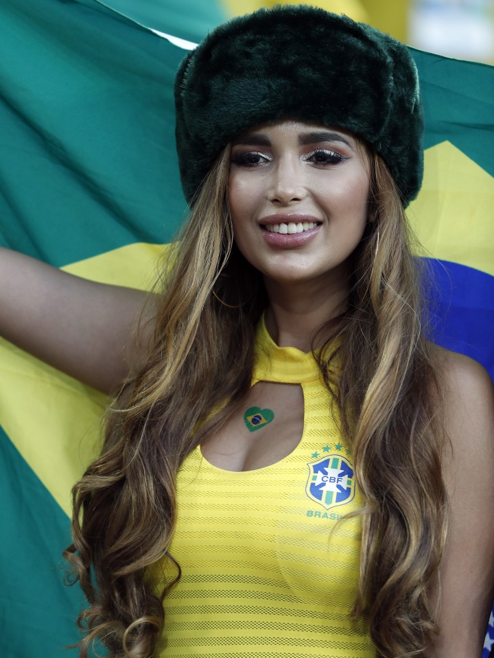 A glamorous Brazil fan during the 2018 World Cup