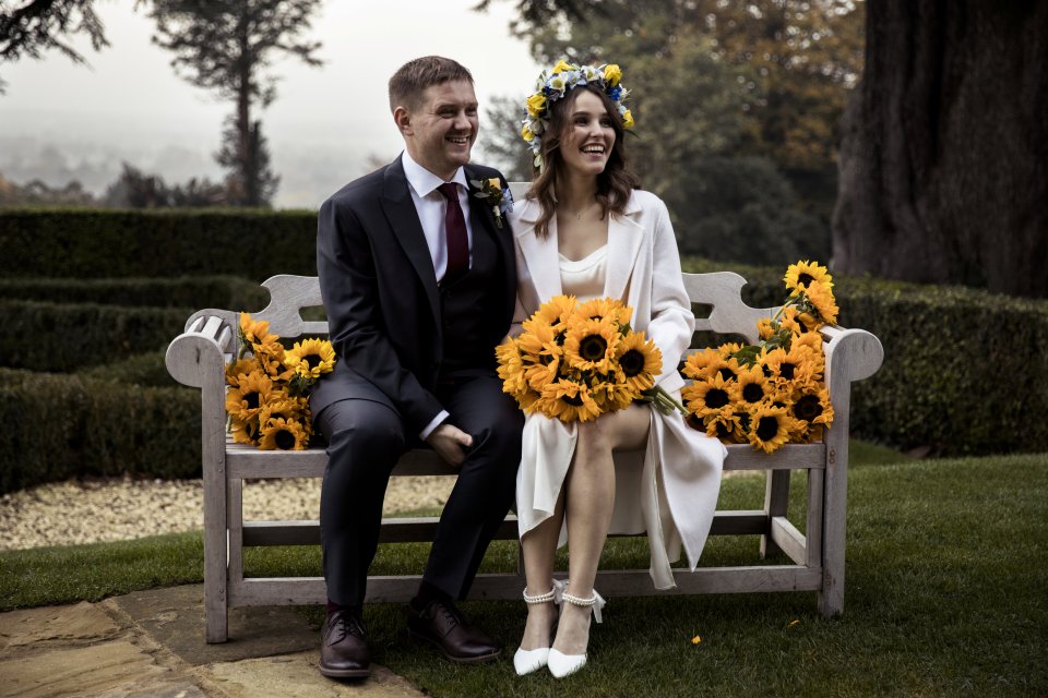 The ceremony was decorated with sunflowers, Ukraine's national flower