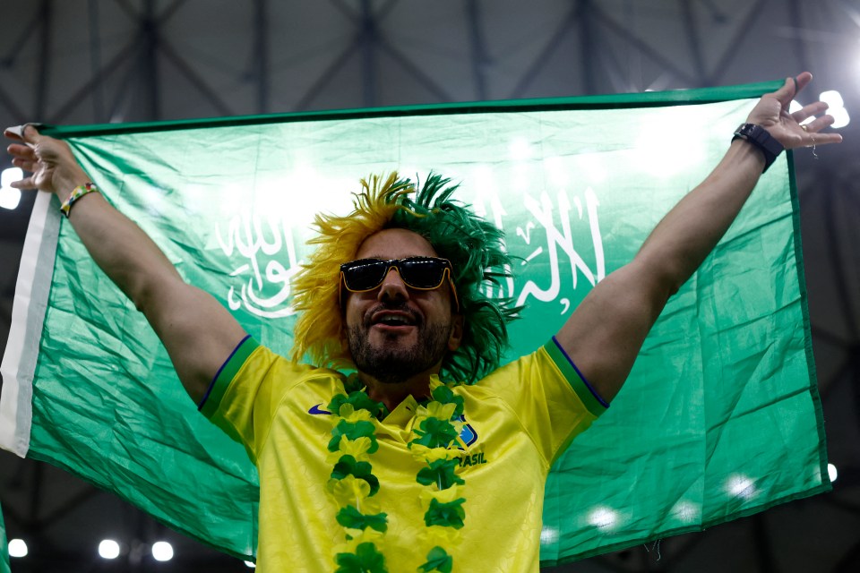 Several Brazil fans were seen carrying Saudi flags to mock their South American rivals