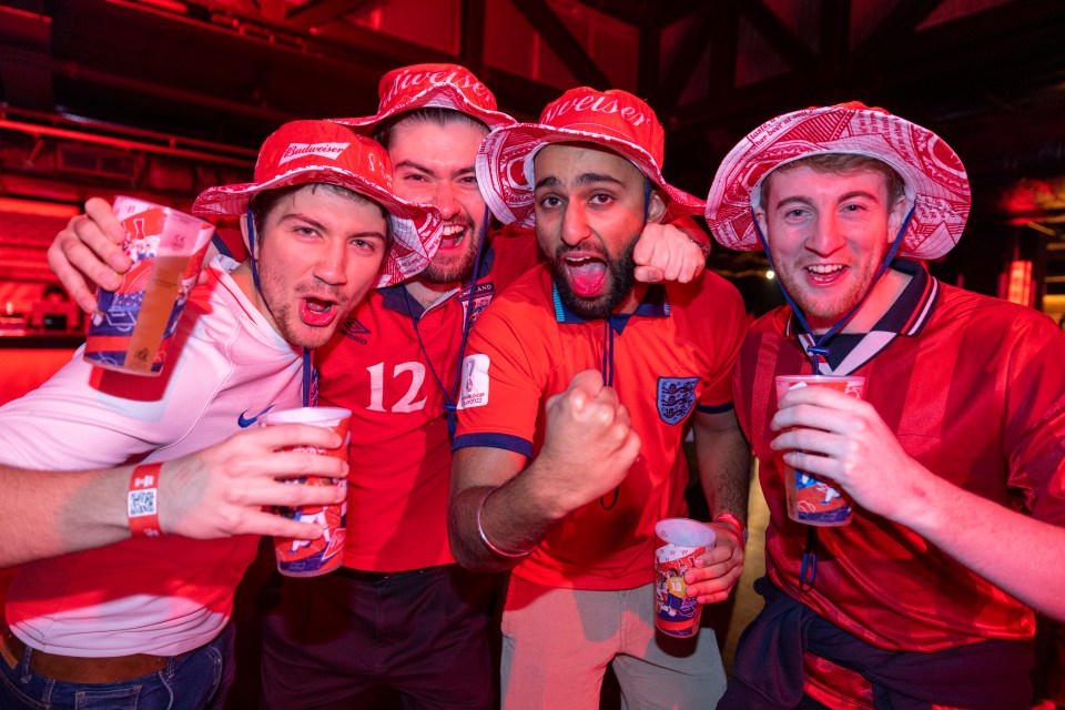 Supporters enjoy their pints at London Venue Outernet