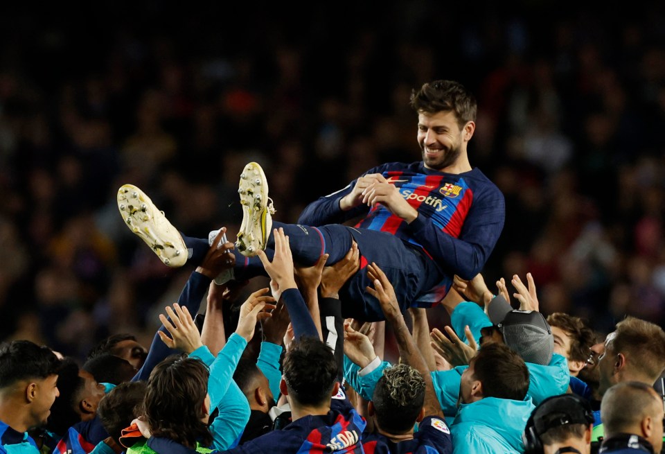 Pique was given an hero's send-off by his Barca team-mates