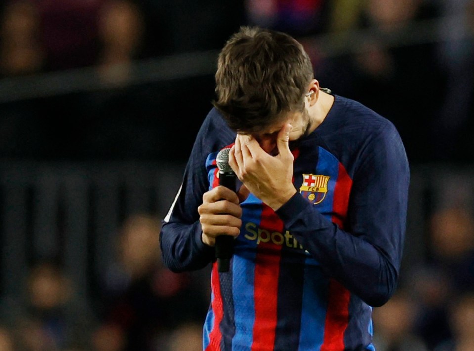 Pique ended up sobbing his eyes out as he said farewell to his fellow Catalans