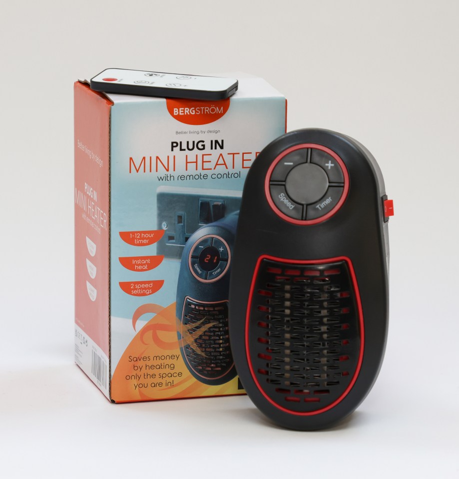 The mini plug-in heater costs just 17p to run