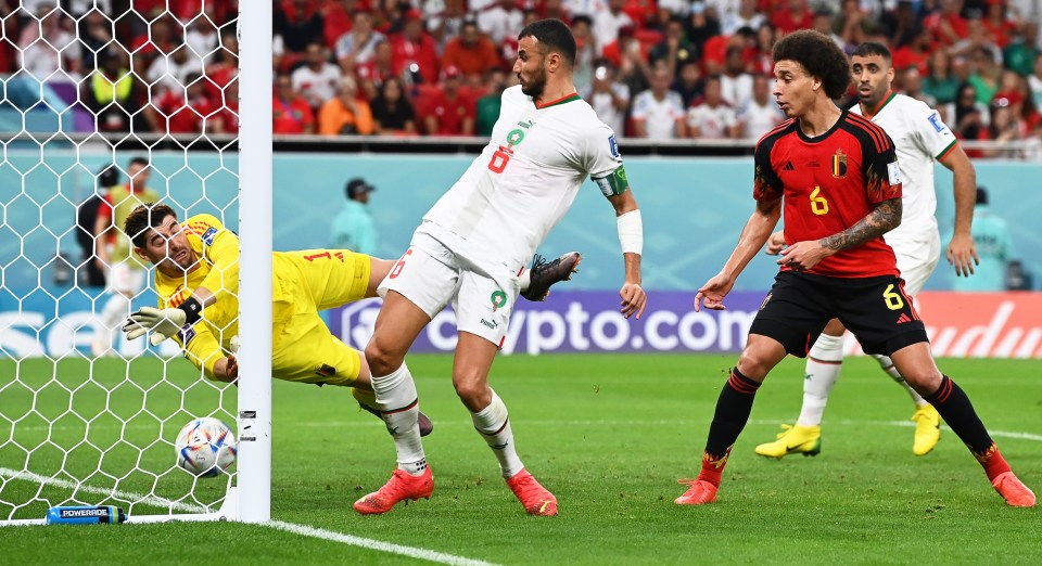 Thibaut Courtois was beaten by a free-kick for the first goal