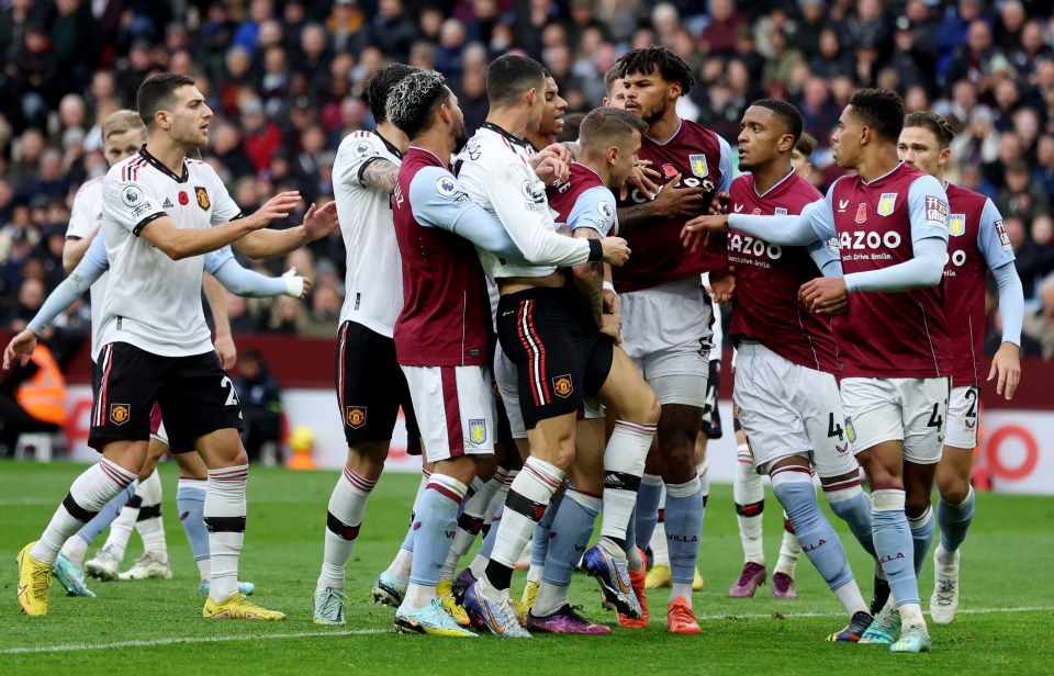 A number of Man Utd and Aston Villa stars intervened