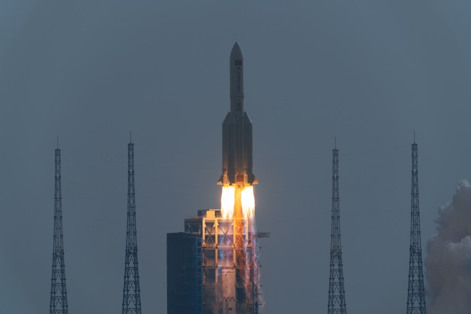 Long March-5B Y4 rocket carrying China's lab module Mengtian as it launched on Monday