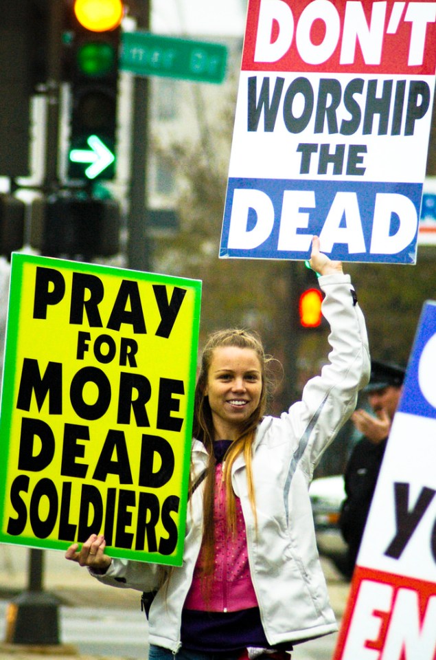 Lauren as a teenager protesting with Westboro Baptist Church