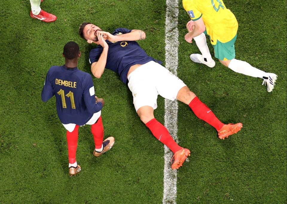 Giroud was overcome with emotion as he levelled Thierry Henry's all-time goals record