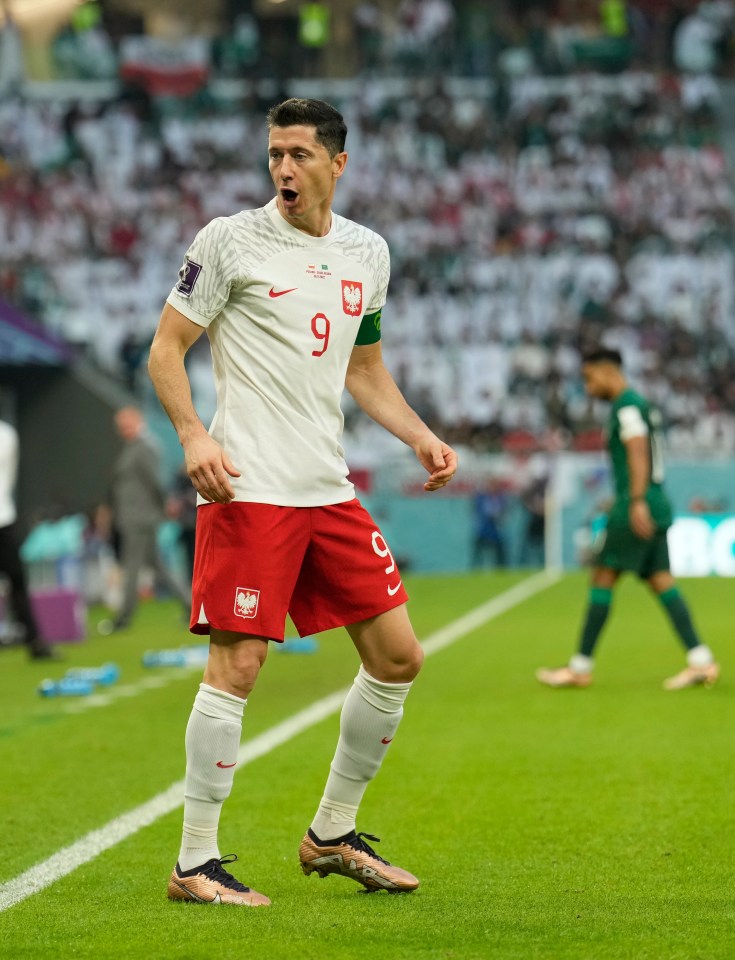 Lewandowski wore gold boots during the first half