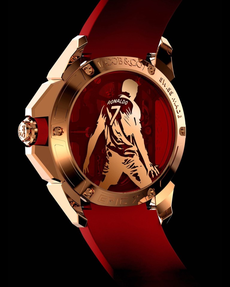 The luxury watch also shows Ronaldo's 'Siu' celebration on the back