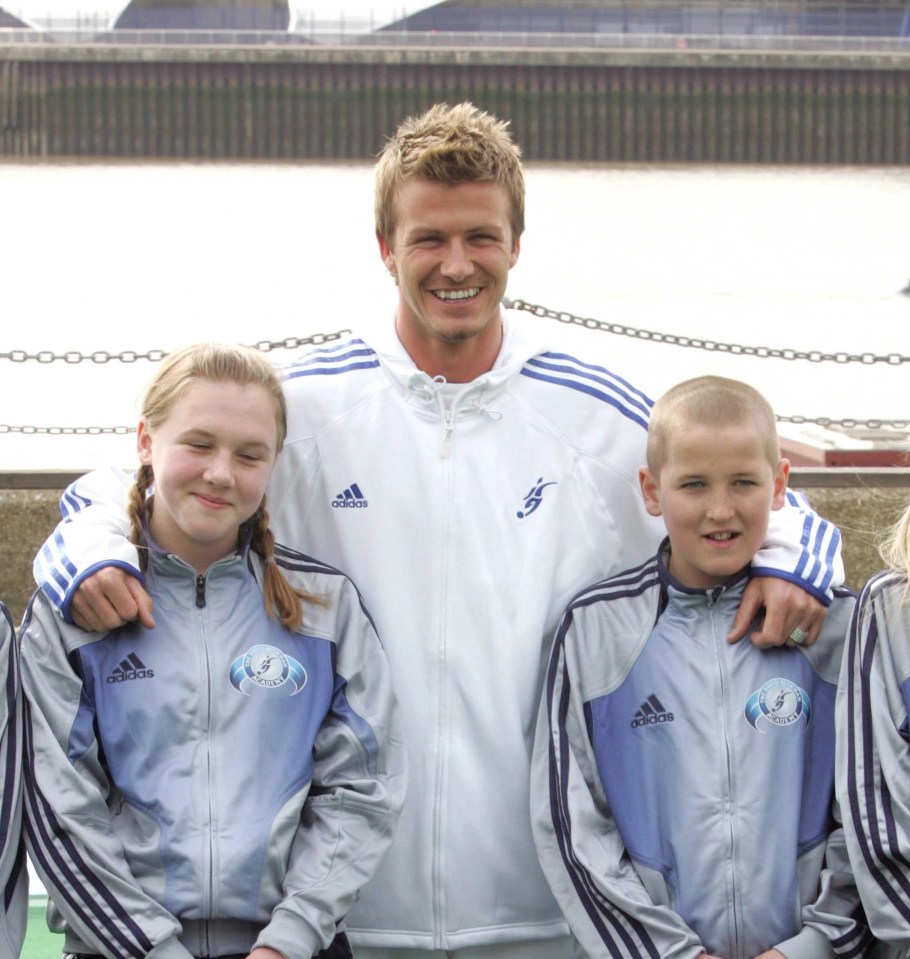 Kane's now-wife Kate Goodland and him snapped a photo with Beckham when they were still at school