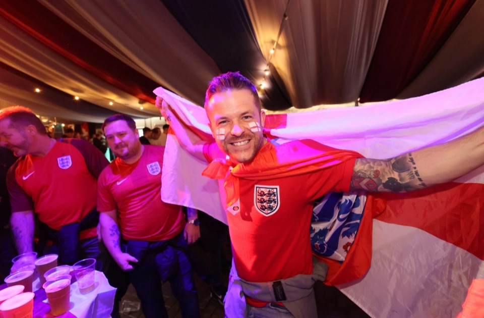 A fan roars for the Three Lions in Newcastle