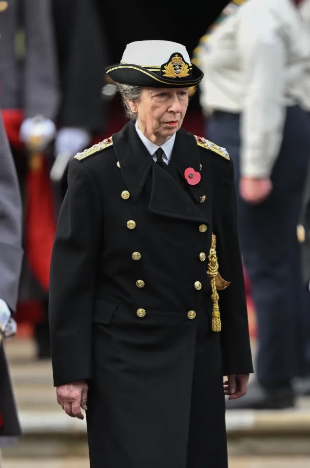 Princess Anne wore her Navy uniform as she joined the royals