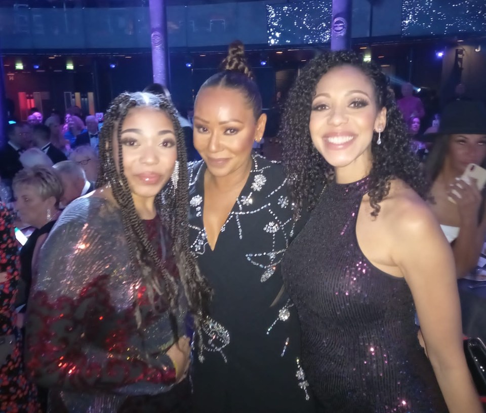 Mel B with Best Health Charity nominees Hayley King and daughter Cianna, 14, of Cianna’s Smile, which helps families affected by sickle cell anaemia