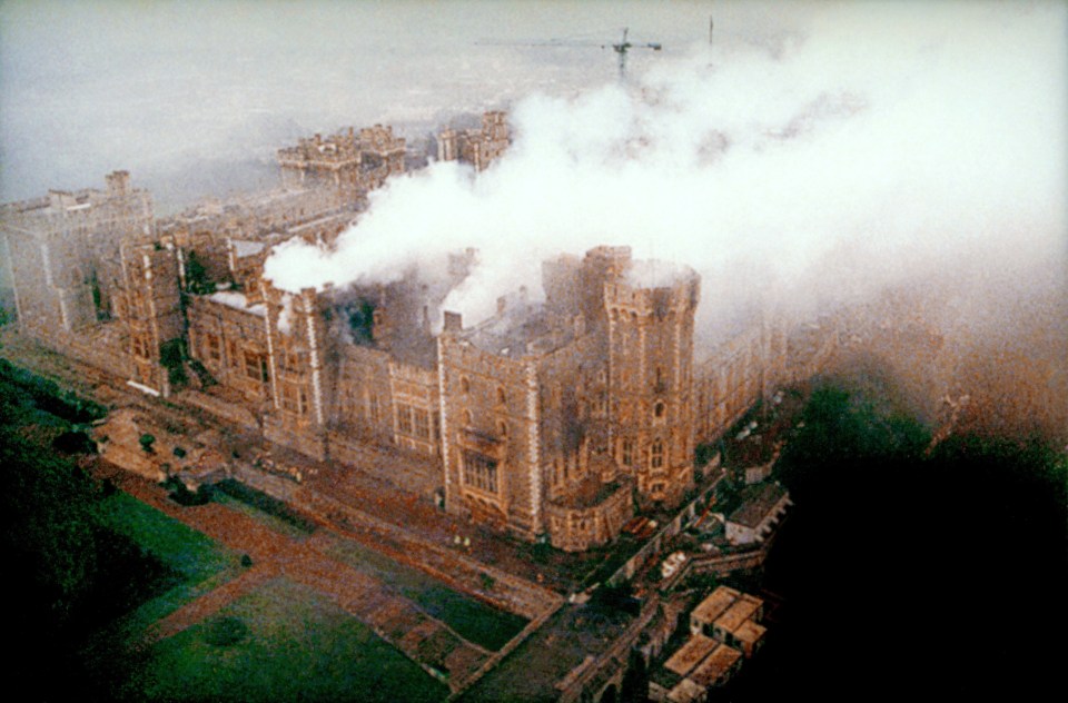 The morning after the fire which severely damaged large sections of Windsor Castle