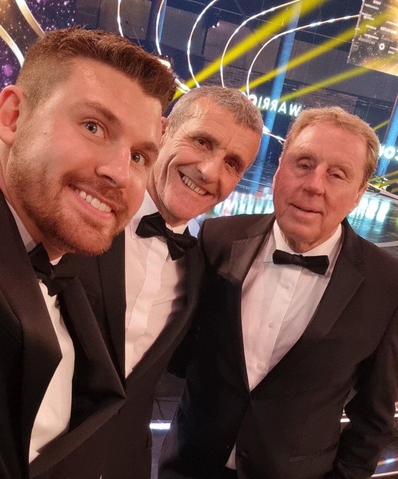 East of England Ambulance Service medical technician Charlie Harris, centre, and Magpas Air Ambulance critical care paramedic Thomas Giddings, left, with football’s Harry Redknapp