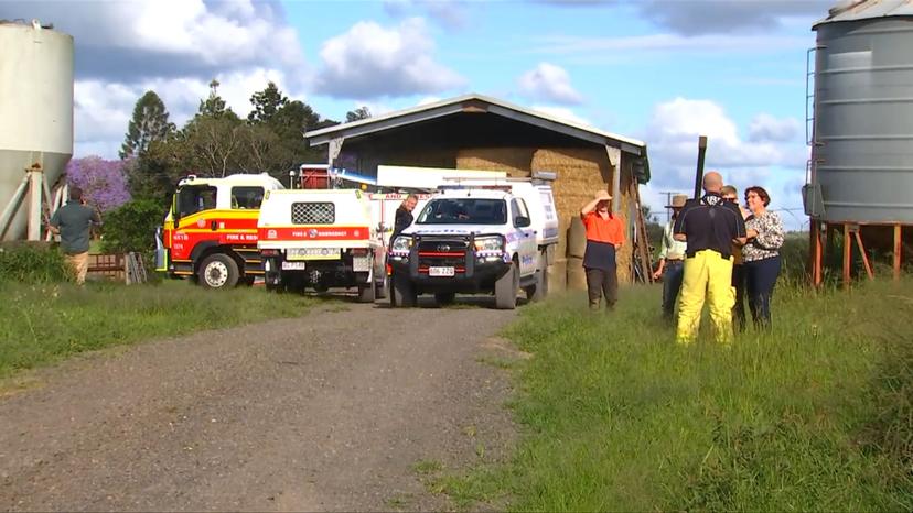 Emergency services at the scene in Kybong, Queensland