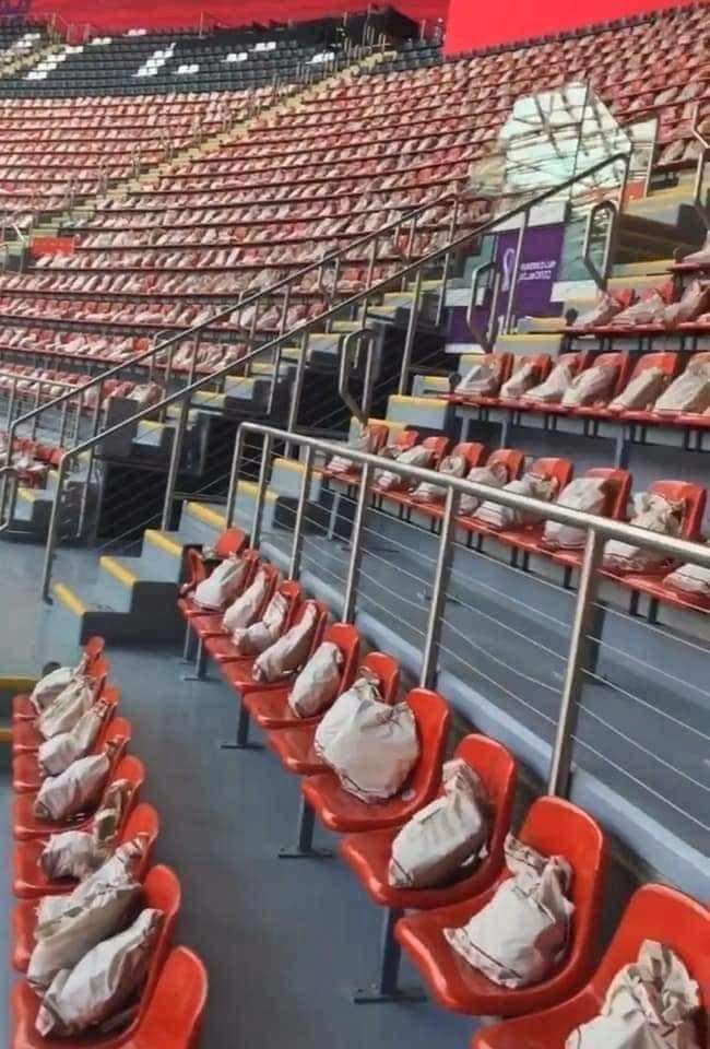 The bags were placed on seats around the ground before Qatar's clash with Ecuador