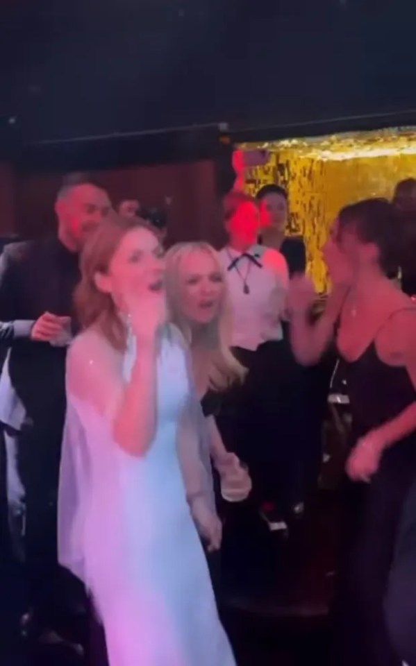 Geri, Emma and Victoria sang and danced to their hit Say You Will Be There on the dancefloor at Geri's 50th birthday