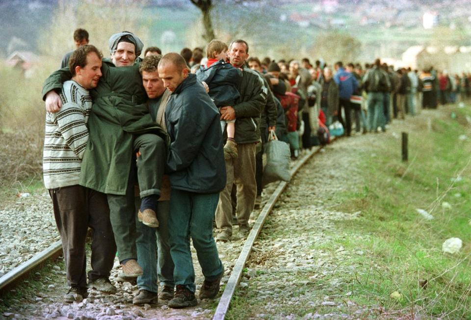 Ethnic Albanian refugees fleeing conflict in 1999, when the bloodiest conflict between Serbia and Kosovo occurred