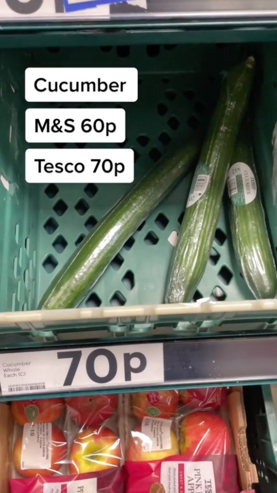 Cucumber was cheaper in M&S than Tesco