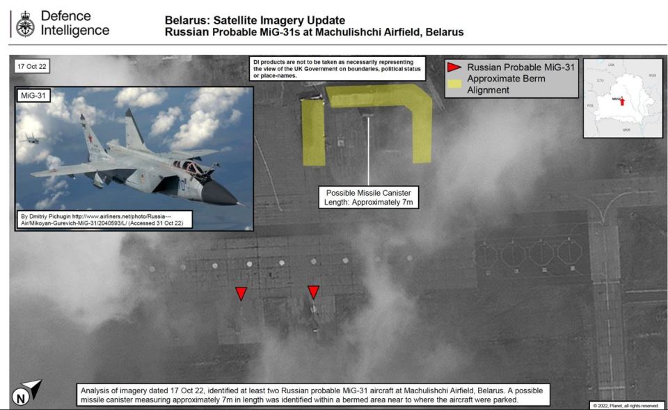 The image released by the UK Ministry of Defence reveals a Killjoy missile has been moved to a Belarus airfield