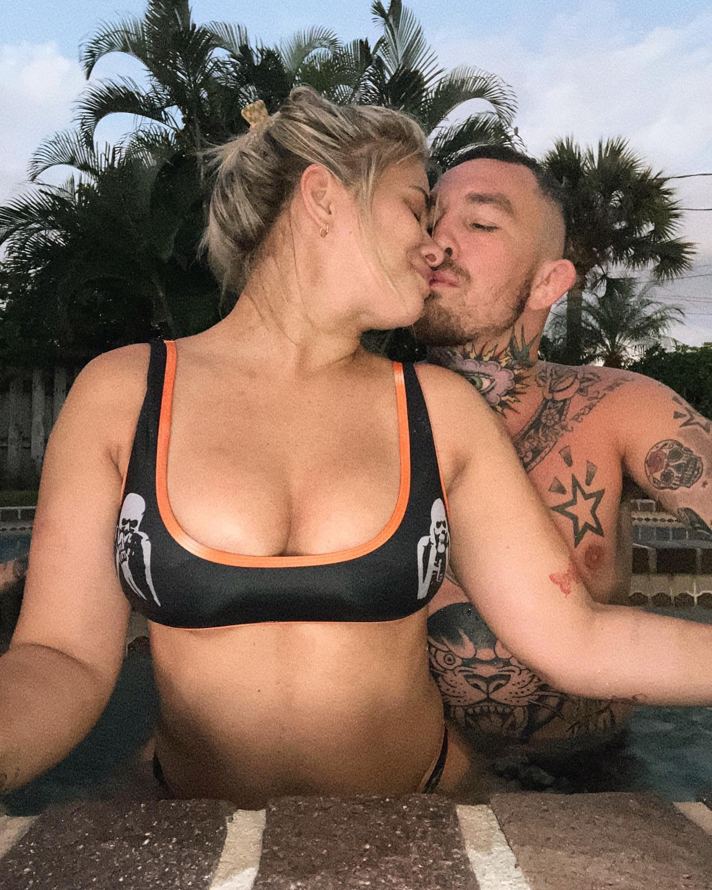 The loved-up couple enjoyed a dip before taking to Instagram to share the pics