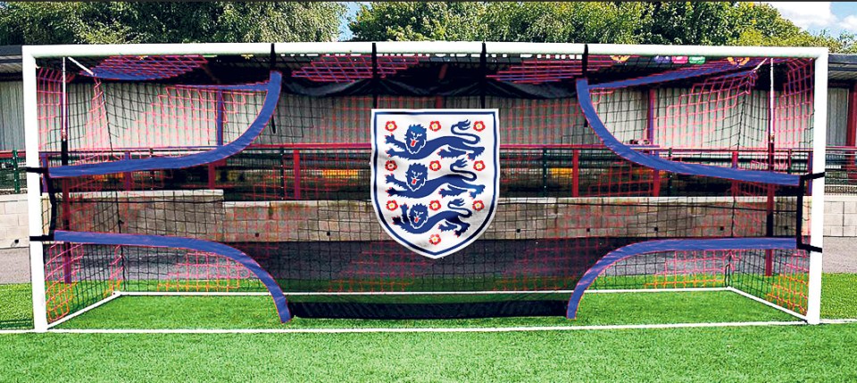 England stars have been practicing penalties using this skills net which forces players to find the corners of the goal