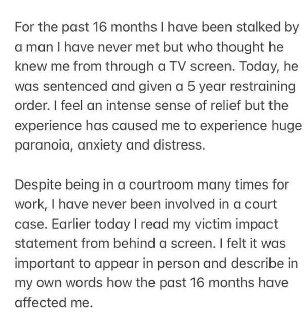 Ellie has took to Instagram to share her feelings following the court hearing