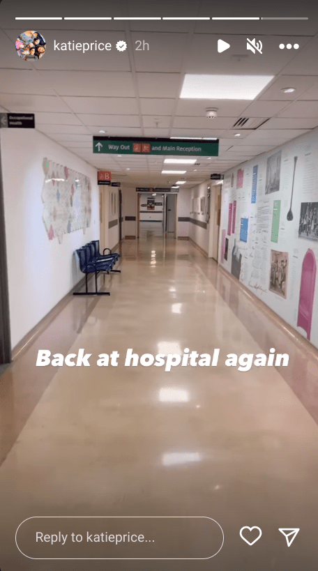 Katie revealed she was back at the hospital but didn't say why